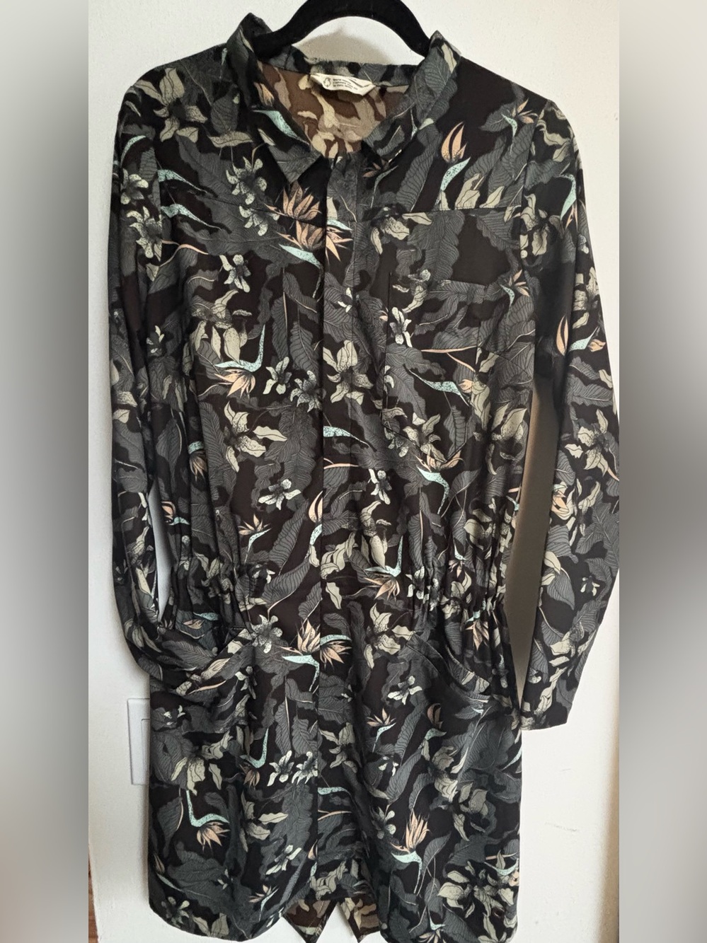 SKFK Skunkfunk Botanical Floral
Print Shirt Dress Covered
Button Sz 2 Excellent